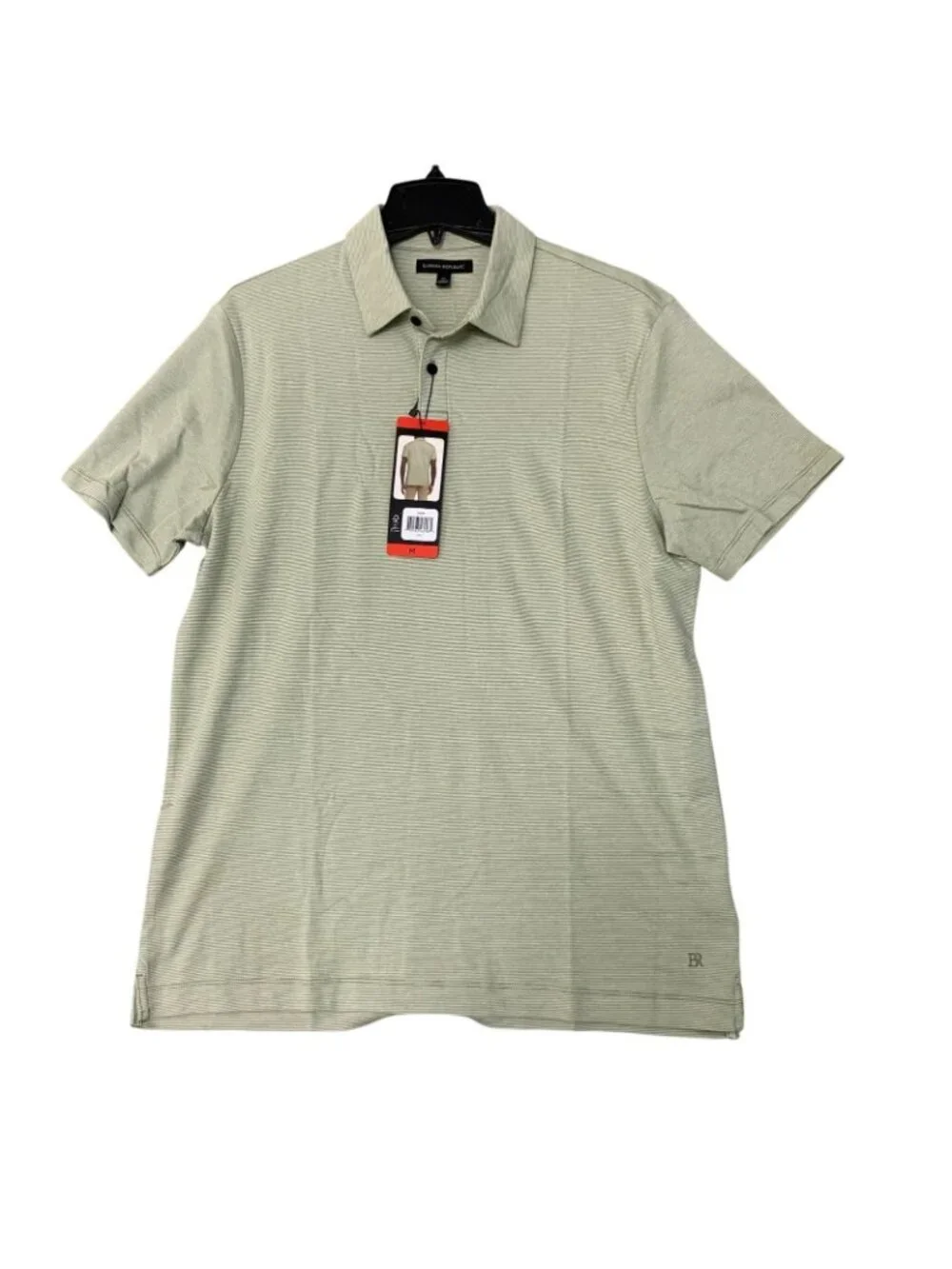 NWT Banana Republic Men's Size M Luxe Touch Green Polo Shirt Striped